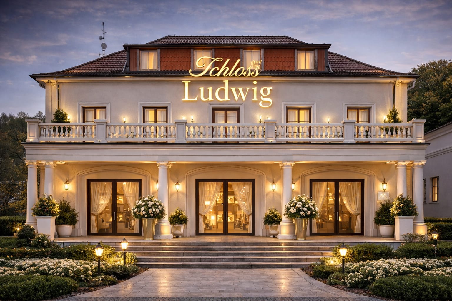 Schloss Ludwig bei Nacht